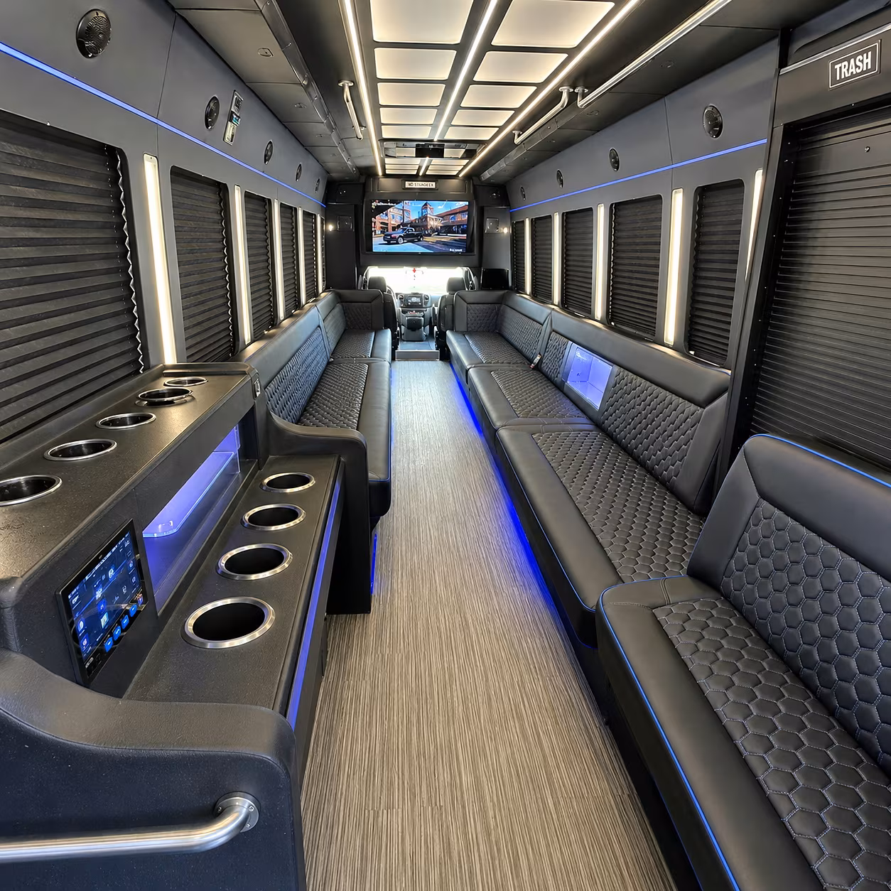 Virginia Beach Bachelor & Bachelorette Transportation party bus interior
