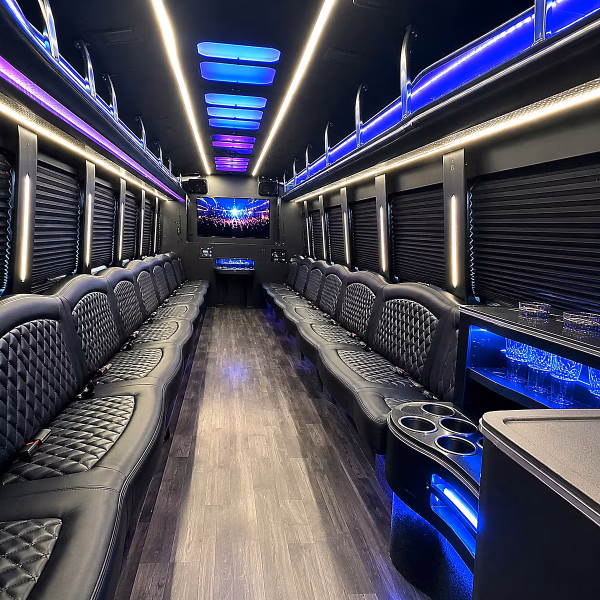 Virginia Beach Prom & Homecoming Transportation party bus interior