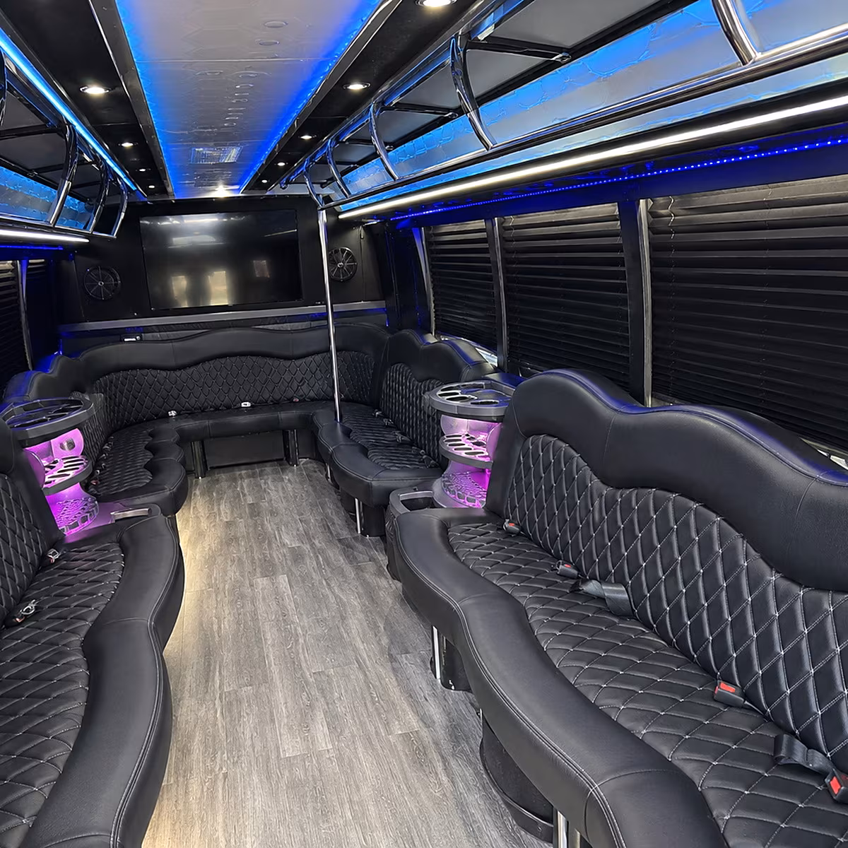 Virginia Beach Wedding Transportation party bus interior